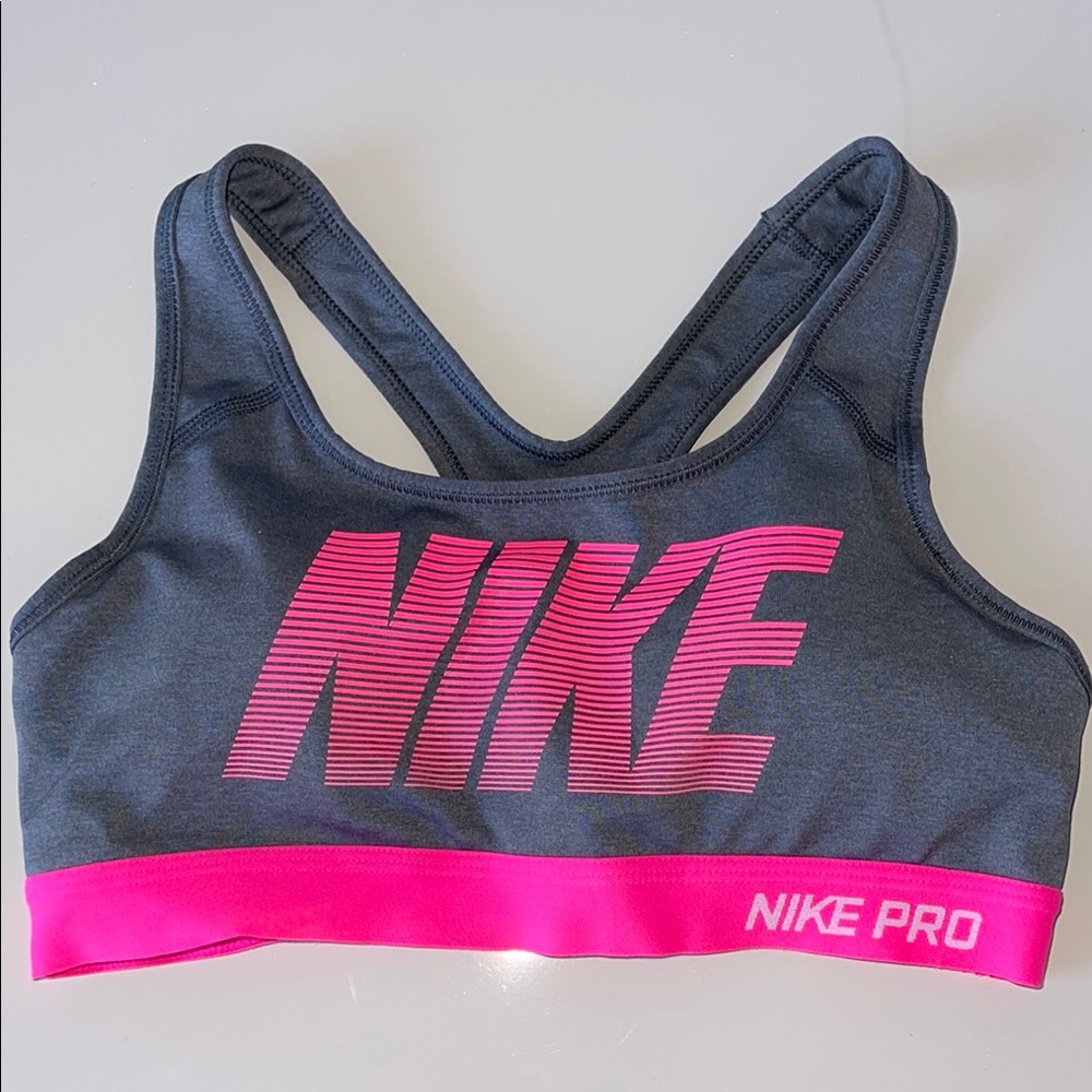 Nike Pro Gray and Pink Sports Bra